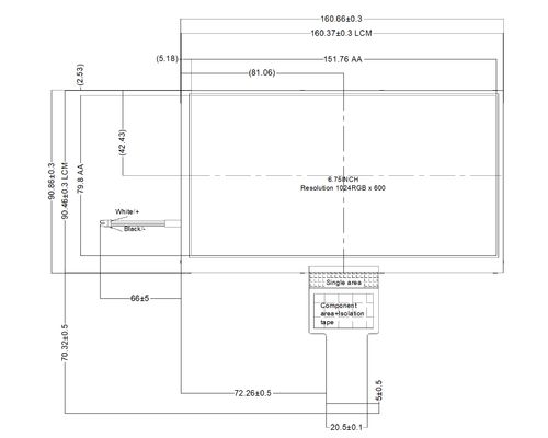 comprare Display LCD per veicoli a due ruote IPS WS da 6,75 pollici 1024×600 con interfaccia RGB / LVDS / MIPI online manufacture
